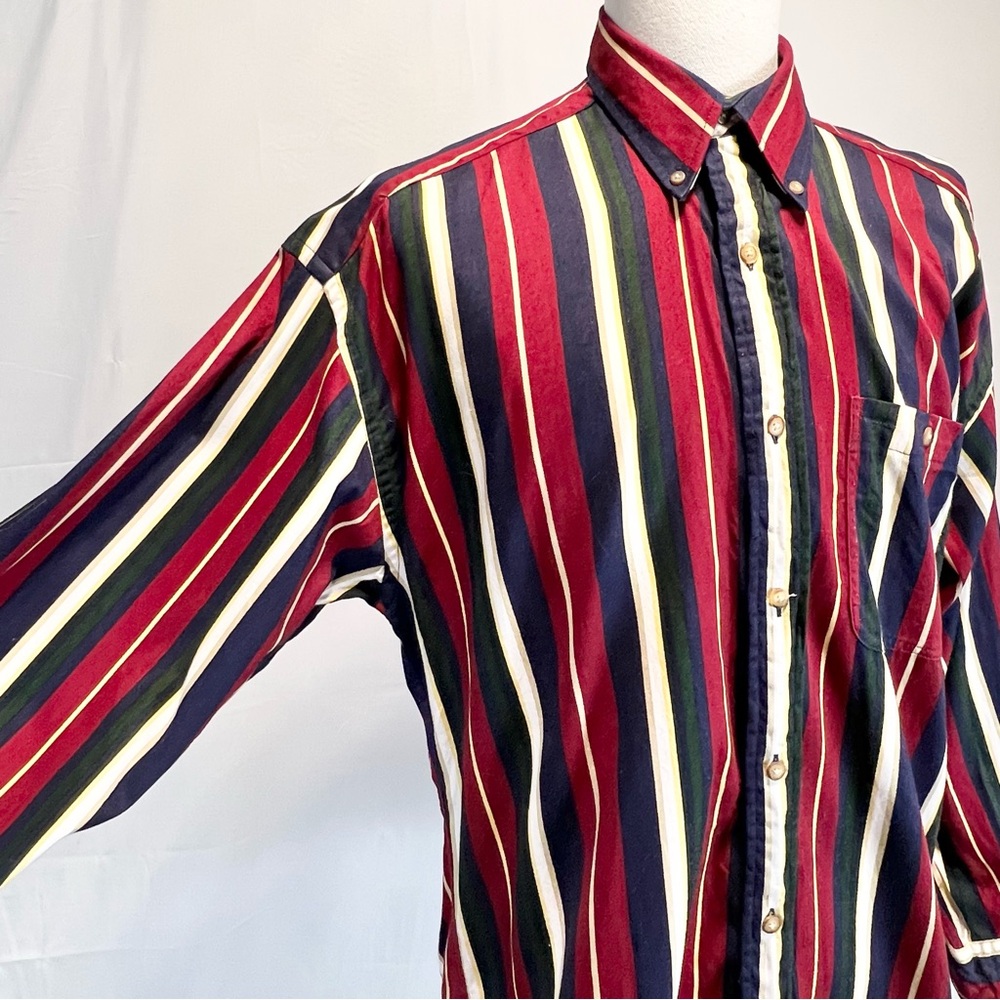 VINTAGE 90s Northern Explorer button down shirt‎ men’s striped 100% cotton XL - Picture 7 of 10